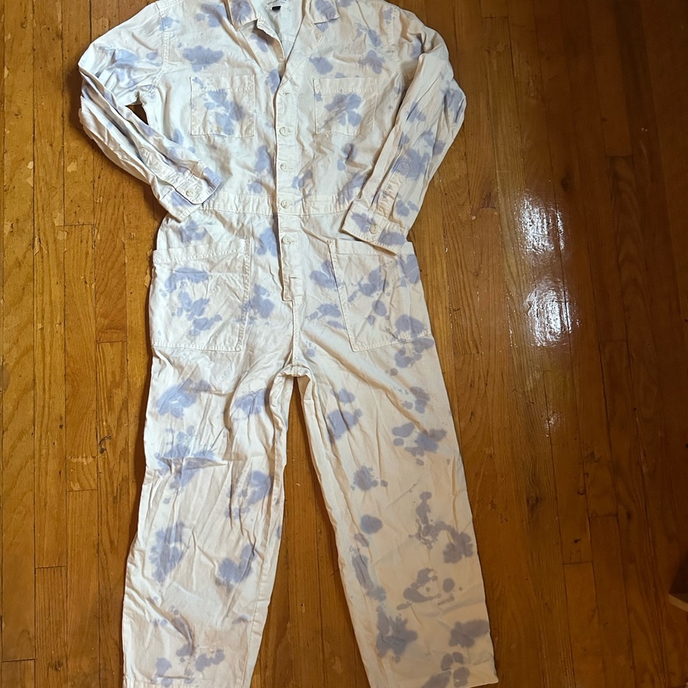 Universal Thread White and Blue Tie-Dye Jumpsuit